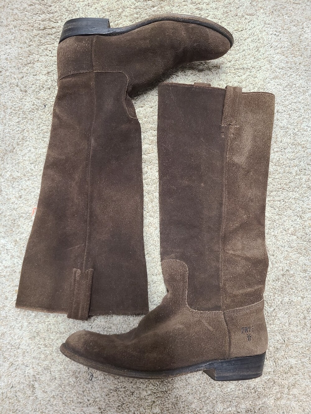 Frye Cara Suede Leather Slouch Riding Boots